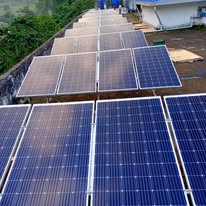 Solar lighting unit installed outdoors